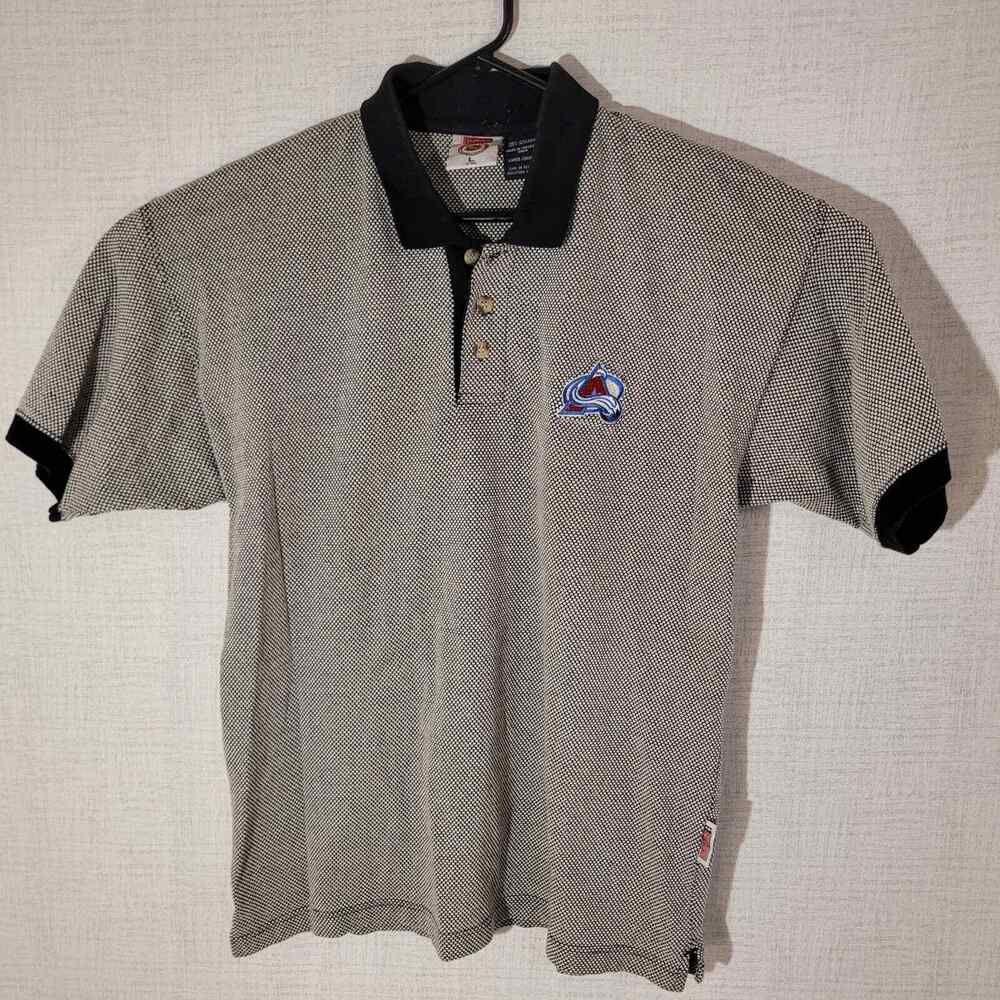 Vintage Colorado Avalanche NHL Pro Edge Polo Adult Large Short Sleeve Textured